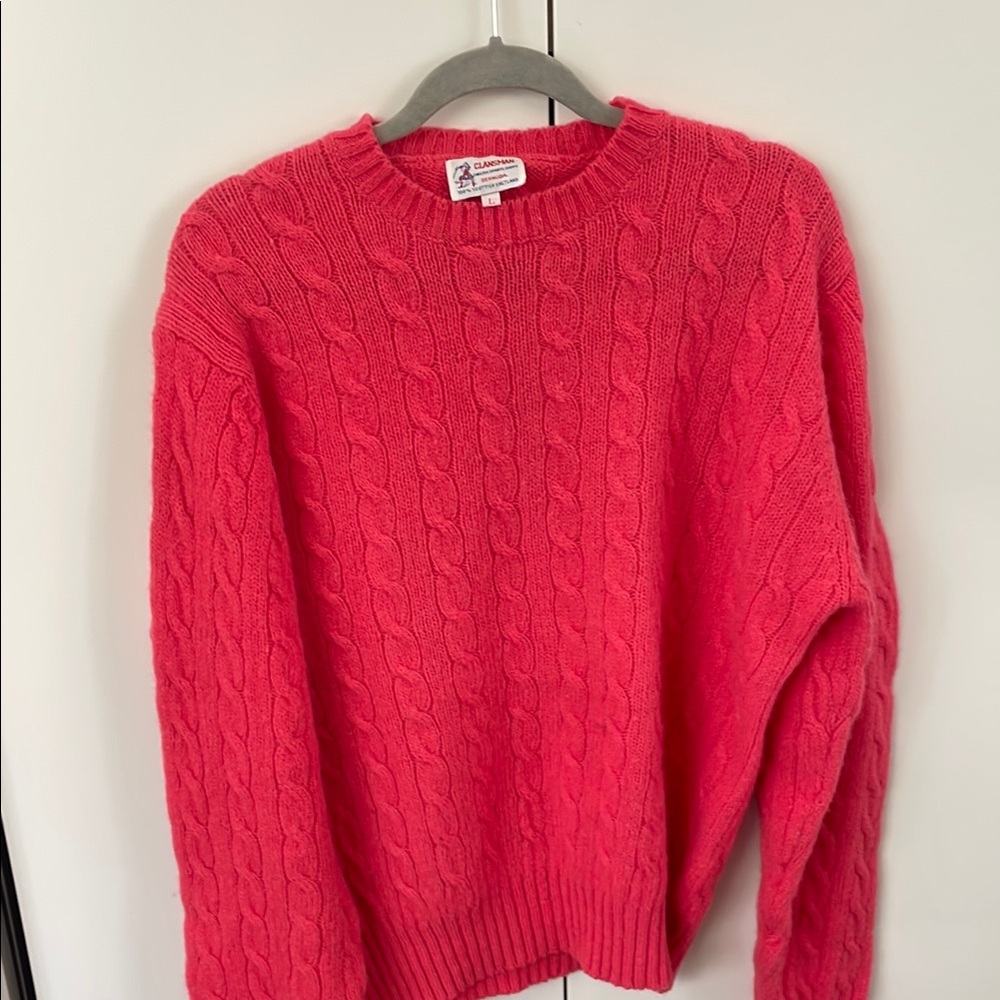 Classic Pink CableKnit Wool Sweater
